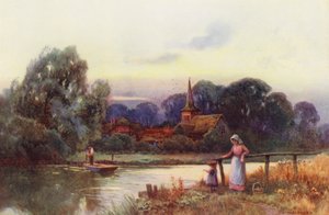 Rio Tamisa: Ferry de Moulsford (litografia a cores) de Ernest William Haslehust