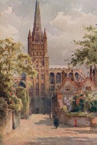 The Cathedral Precincts, Norwich (lito colorido)