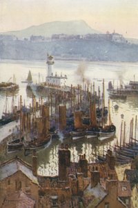 O Porto da Cidade Velha (cor litho) de Ernest William Haslehust