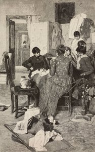 El me dise la so rossa, mulher lendo carta, de pintura de Giacomo Favretto, gravura de Ernesto Mancastropa de L