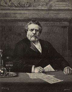 Giosue Carducci (1835-1907), poeta e escritor italiano, Prémio Nobel da Literatura em 1906, gravura de Ernesto Mancastroppa de pintura de Vittorio Corcos, de L