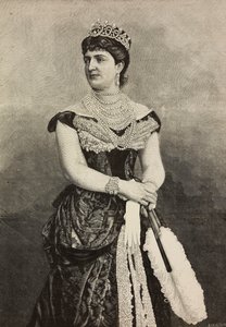 Margaret de Savoy (1851-1926), Rainha de Itália de 1878 a 1900, foto de Cattani, Bertelli e de Hagen, gravura de Ernesto Mancastroppa de L