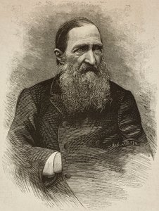 Poeta Jozef Ignacy Kraszewski (1812-1887) em Genebra em 19 de março, gravura de Ernesto Mancastroppa da foto de Romarolo, de L