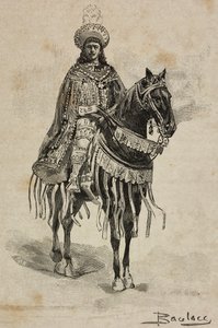 Príncipe de Nápoles em traje de Grão-Mestre da Ordem da Anunciação no Torneio da Villa Borghese por ocasião das bodas de prata de Umberto I e Margherita de Saboia, Roma, Itália de Ernesto Mancastroppa