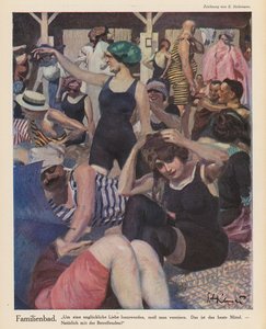 Cena de praia (lito colorido)
