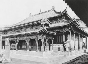 Wu tai shan, Hien tung sze, Shansi, Grande Salão de Oração (fotografia a preto e branco)