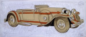 Uma ilustração que mostra um Delage de 1924 com carroçarias de Letourneur et Marchand de Ernst Deutsch-Dryden