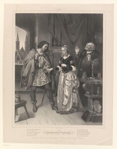 O homem pede a mão de uma mulher Töchterlein de Goldschmied (título no objeto) A Filha do Ourives (título da série) de Ernst Friedrich Oldermann