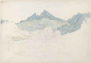 Berchtesgaden com o pico Watzmann à distância de Ernst Fries