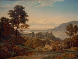 Heidelberg, castelo e cidade do leste com vista para a planície do Reno