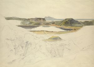 Lago Agnano (lápis e aquarela sobre papel) de Ernst Fries
