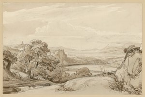 Paisagem no lago de Nemi, perto de Genzano de Ernst Fries