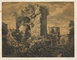 Seis vistas do castelo de Heidelberg: Torre, 1820.