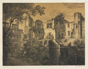 Seis vistas do castelo de Heidelberg: parte ocidental, 1820.