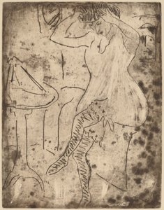 Dodo arrumando o cabelo, 1909. de Ernst Ludwig Kirchner
