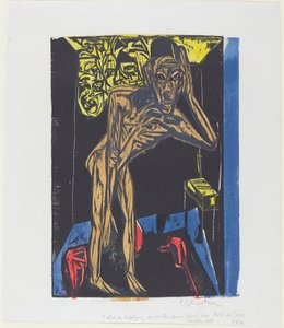 A maravilhosa história de Peter Schlemihl: Schlemihl na solidão do quarto..., 1915. de Ernst Ludwig Kirchner