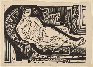 Mulher deitada em um sofá, 1926. de Ernst Ludwig Kirchner