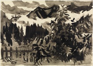 Paisagem alpina (nevoeiro nas montanhas) de Ernst Ludwig Kirchner