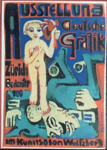 Exposição, gráficos alemães no salão de arte Wolfsberg, c.1921 de Ernst Ludwig Kirchner