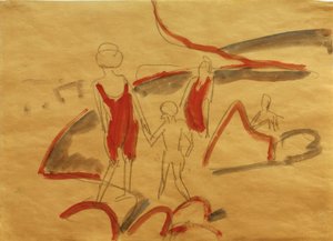 Banhistas em Fehmarnstrand de Ernst Ludwig Kirchner