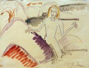 Banhistas em pedras de Ernst Ludwig Kirchner