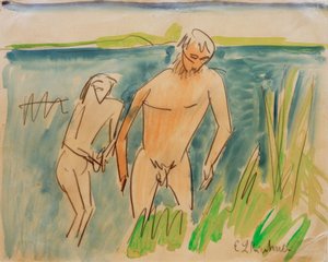 Banhistas em Moritzburg de Ernst Ludwig Kirchner