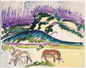 Vacas no pasto pelas dunas, 1913 de Ernst Ludwig Kirchner