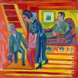 A visita - casal e recém-chegado. 1922 de Ernst Ludwig Kirchner