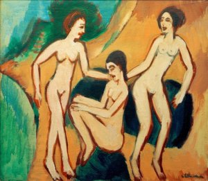 Três banhistas na praia de Ernst Ludwig Kirchner