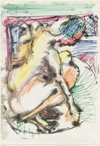 Erna tomando banho na banheira de Ernst Ludwig Kirchner