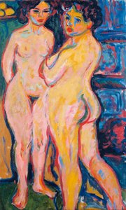 "Femmes nues debout pres du pole" (Nudes Standing by Stove) Peinture d