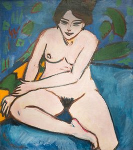 Alemão: Nudez sobre fundo azul Nudez sobre fundo azul de Ernst Ludwig Kirchner