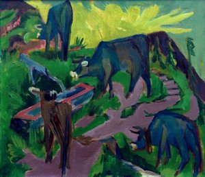 Vacas ao pôr do sol de Ernst Ludwig Kirchner