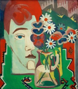 Miller cabeça com flores de Ernst Ludwig Kirchner