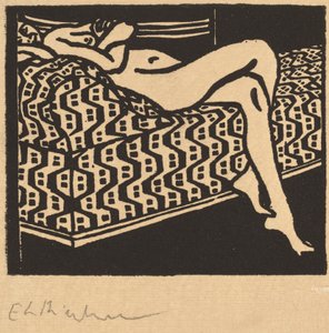 Garota nua deitada em um sofá de Ernst Ludwig Kirchner
