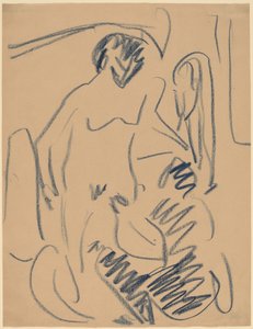 Nua na praia de Ernst Ludwig Kirchner