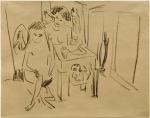 Sem título (Dodo e Fränzi no estúdio) de Ernst Ludwig Kirchner