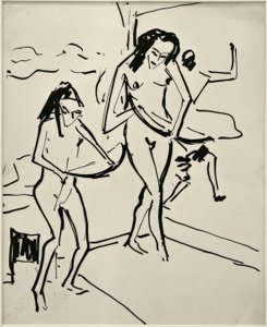 Sem título (Marcella e Senta com laço) de Ernst Ludwig Kirchner