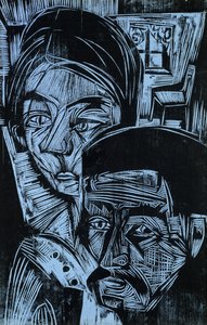 Casal de camponeses no chalé, 1919 de Ernst Ludwig Kirchner