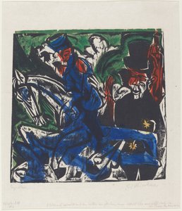 A história maravilhosa de Peter Schlemihl: Schlemihl encontra o homenzinho cinza na estrada de Ernst Ludwig Kirchner