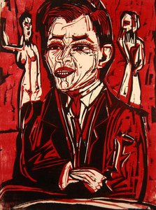Retrato do Dr. Grohmann (xilogravura colorida) de Ernst Ludwig Kirchner