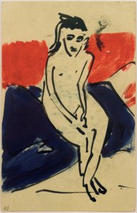 Cartão postal para Erich Heckel de 30.6.1910 (Marzella nua sentada)