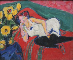 Mulher descansando em camisa branca de Ernst Ludwig Kirchner
