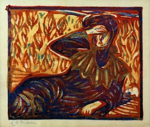 Menina a descansar com dor de cabeça de Ernst Ludwig Kirchner