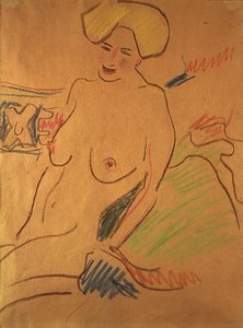Sentado Nu, c.1907 (gizes sobre papel)