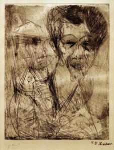 Auto-retrato (desenho) de Ernst Ludwig Kirchner