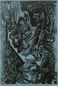 Auto-retrato com dança da morte, 1917 de Ernst Ludwig Kirchner