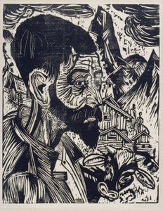 Cabeça de um pastor alpino (Martin Schmid) de Ernst Ludwig Kirchner