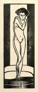 Ato de menina em pé com os braços cruzados de Ernst Ludwig Kirchner