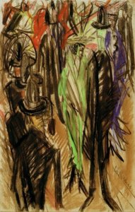 Cena de rua com a senhora verde de Ernst Ludwig Kirchner